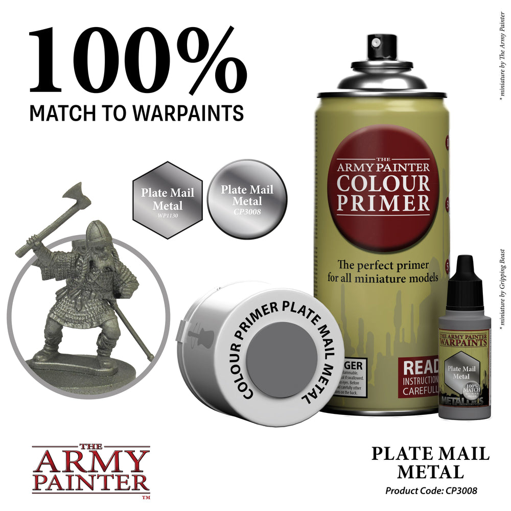 The Army Painter - Colour Spray Primer: Plate Mail Metal, 402g