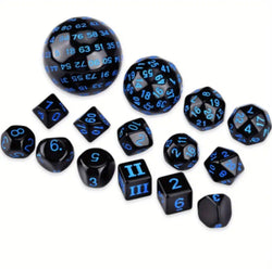 15-Piece Complete Polyhedral D3-D100 Spherical RPG Dice Set