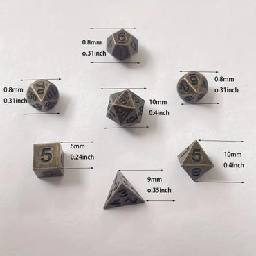 Polyhedral 7-Die Metal Micro Dice Set
