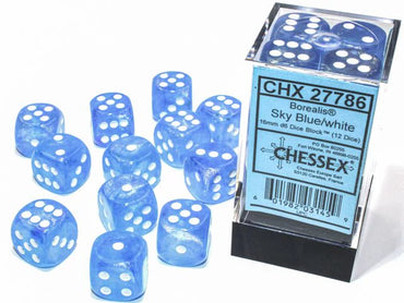 Chessex Borealis 12D6 Sky Blue/White 16MM
