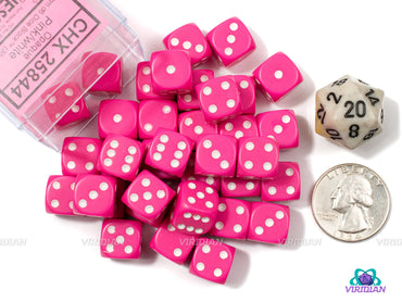 Opaque Pink/ White 12mm Dice