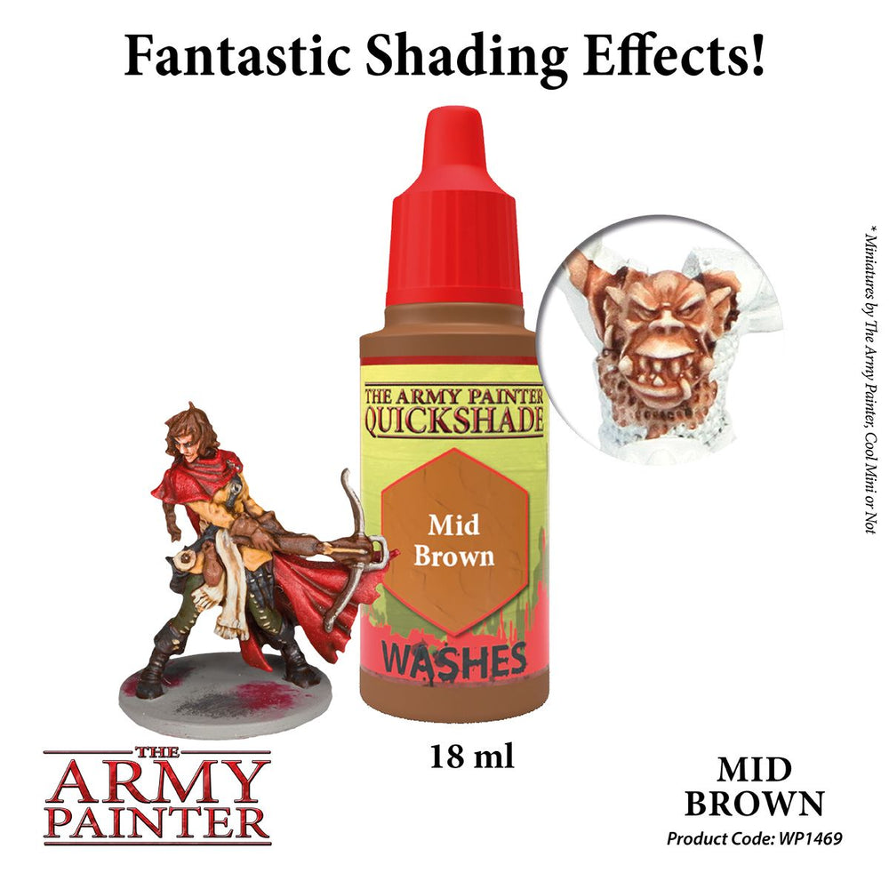 The Army Painter - Warpaints Washes: Mid Brown, 18Ml./0.6 Oz