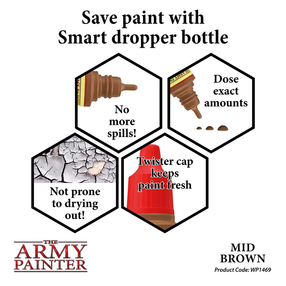 The Army Painter - Warpaints Washes: Mid Brown, 18Ml./0.6 Oz