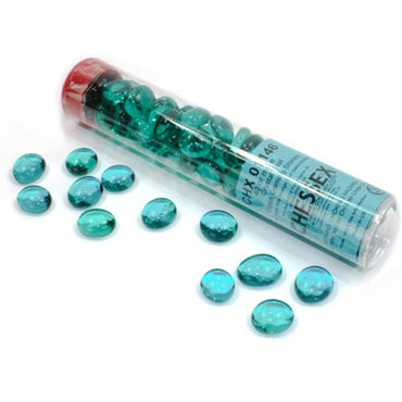 Crystal Teal Glass Stones in 5.5 inch Tube (40)