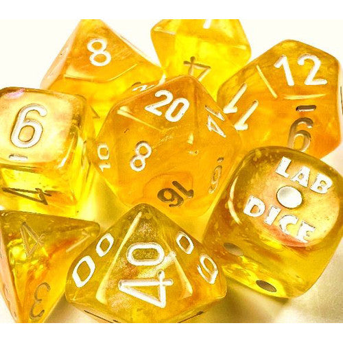 Chessex Lab Dice Borealis 7-Die Set Canary/White
