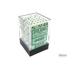 Opaque 12mm d6 Pastel Green/black Dice Block (36 dice)