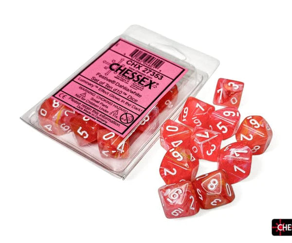 Festive: Set of Ten d10 Dahlia/White