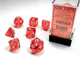 Translucent: Polyhedral 7-Die Set Orange/White
