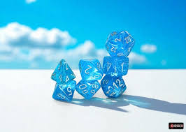 Scarab: Mega-hedral Luminary Sky/silver 7-Dice Set