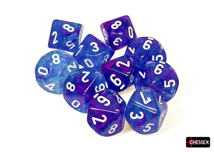 Chessex Nebula: Aura/White Luminary Set of Ten d10 Dice