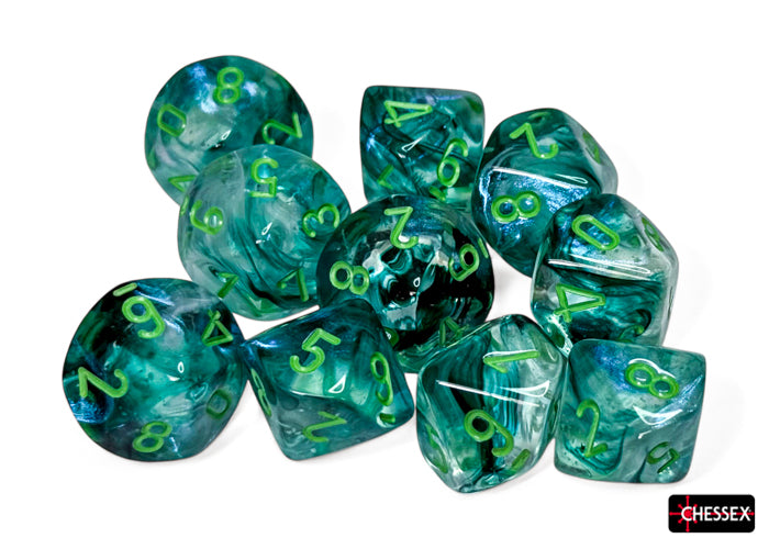 Chessex Borealis: Kelp/Light Green Luminary Set of Ten d10 Dice