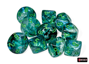 Chessex Borealis: Kelp/Light Green Luminary Set of Ten d10 Dice