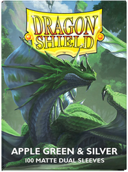 DRAGON SHIELD SLEEVES DUAL MATTE APPLE GREEN AND SILVER 100CT