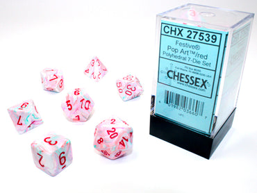 Chessex Festive 7-Die Set Pop Art/Red
