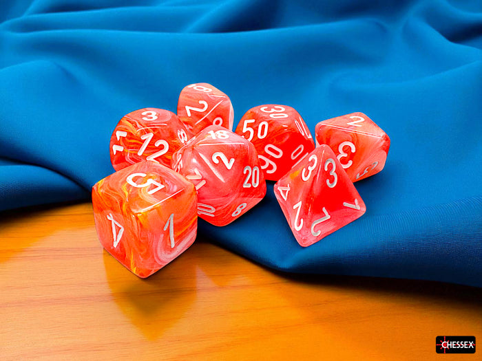 Scarab: Mega-hedral Dahila/White 7-Dice Set