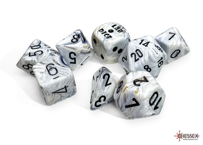 Chessex Lab Dice Marble Calcite/black Polyhedral 7-Dice Set