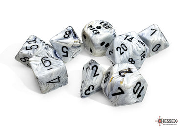 Chessex Lab Dice Marble Calcite/black Polyhedral 7-Dice Set