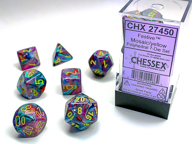Chessex Festive 7-Die Set Mosaic/Yellow