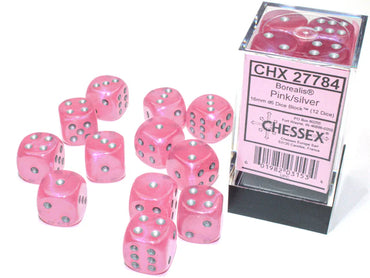 Chessex Borealis 12D6 Pink/Silver 16MM