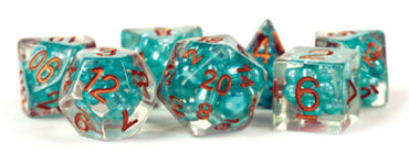 16mm Resin Poly Dice Set Pearl Teal With Copper
