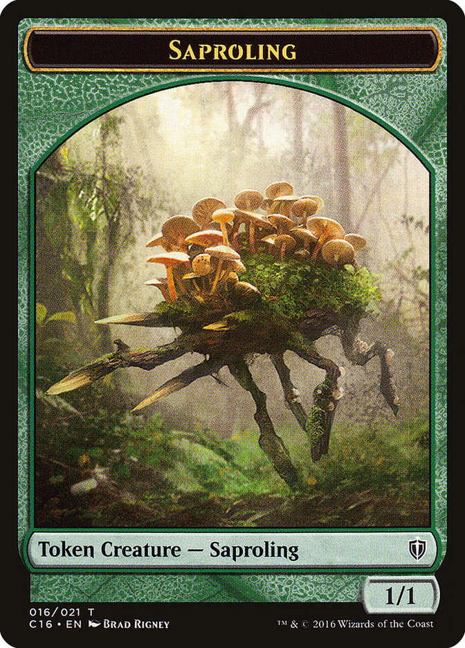 saproling mtg cards Saproling (016) // Spirit (006) Double-Sided Token [Commander 2016 Tok