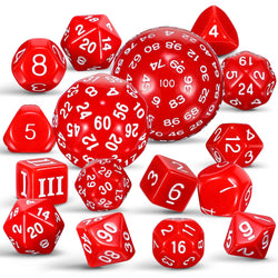 15-Piece Complete Polyhedral D3-D100 Spherical RPG Dice Set