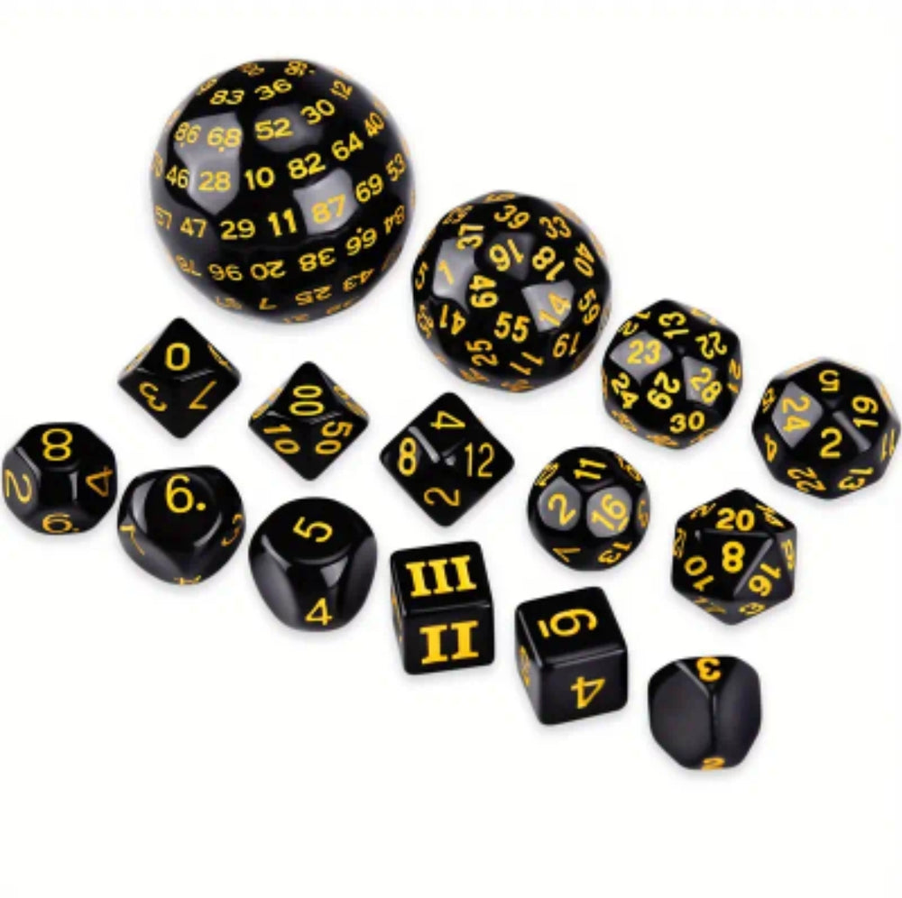 15-Piece Complete Polyhedral D3-D100 Spherical RPG Dice Set