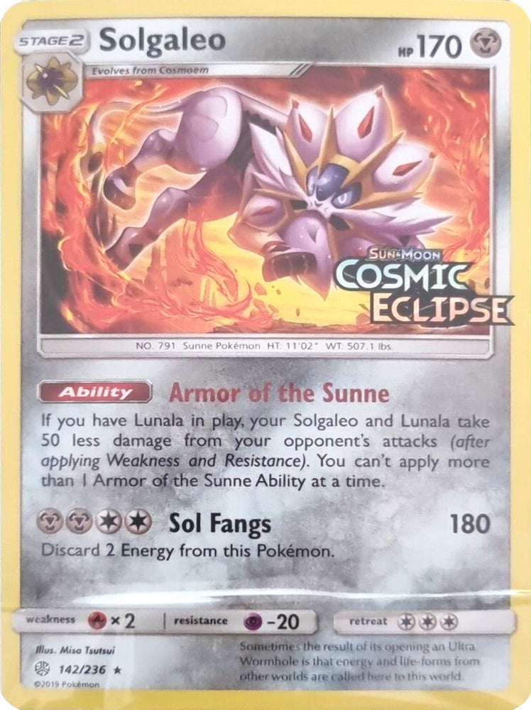 Solgaleo (142/236) (Cosmic Eclipse Stamped) [Sun & Moon: Cosmic Eclips