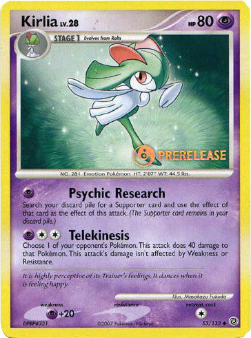 Kirlia (53/132) (Prerelease Promo) [Diamond & Pearl: Black Star Promos